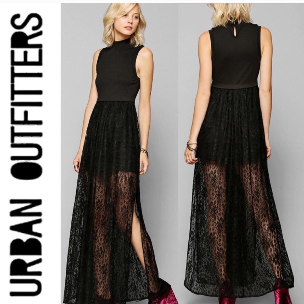 Urban Outfitters BLACK LACE MAXI DRESS